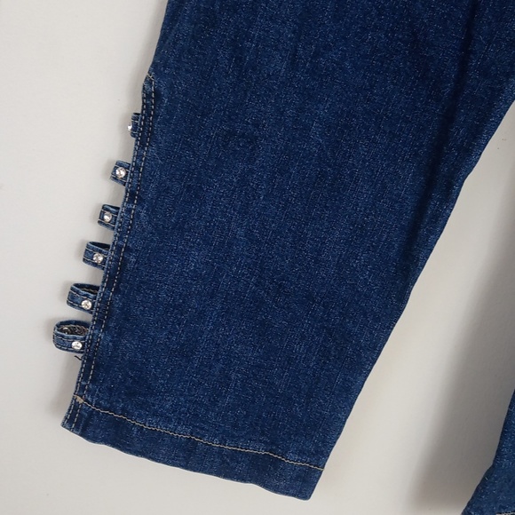 Euro Stretchy Denim Blue Jean Capri Pants - Picture 9 of 12